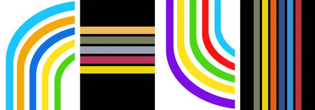 Vector illustration of Vector Rainbow colours stripes pattern design banner template abstract backgrounds collection