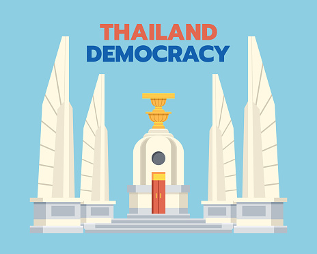 Flat style Democracy Monument of Thailand cartoon illustration