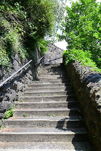 an old stone staircase to the stone church in wuppertal beyenburg,nrw,germany