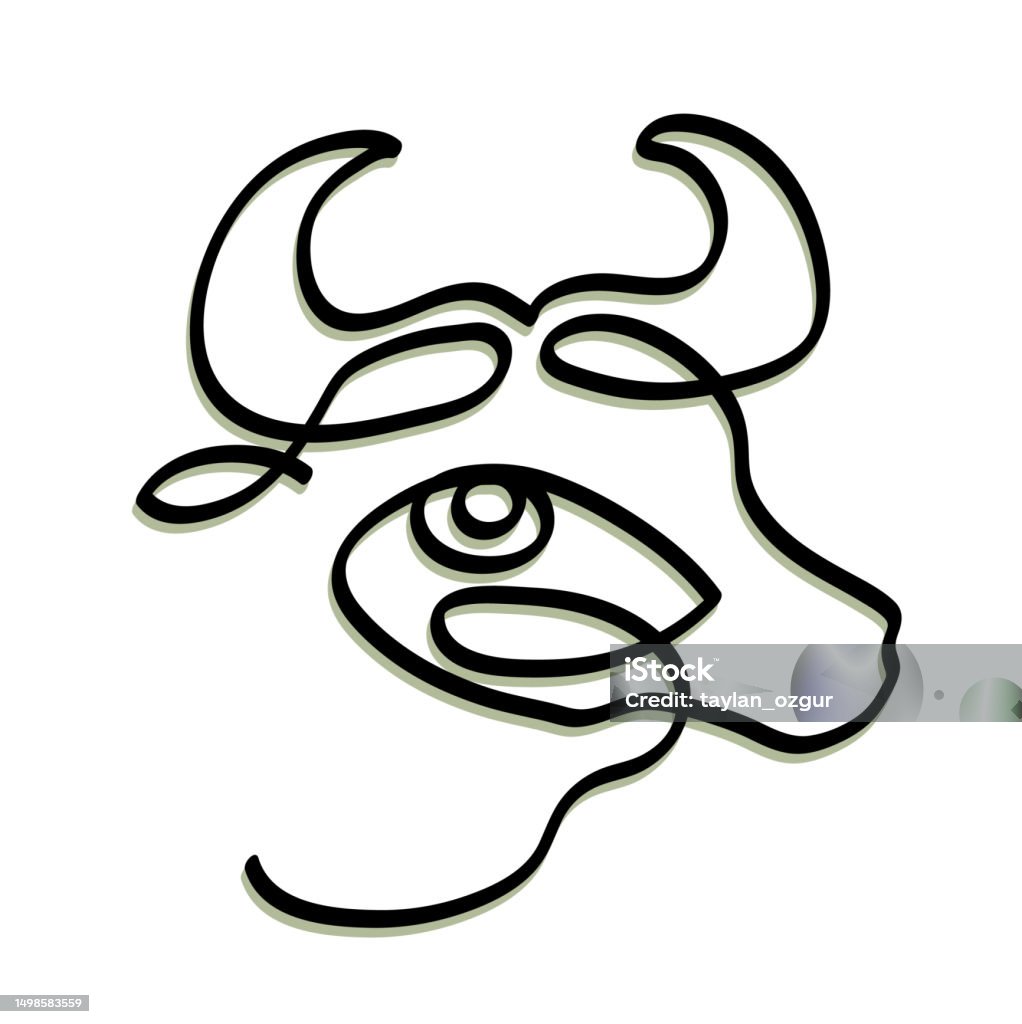 Taurus Line Work One Line Drawing Of Taurus Stock Illustration - Download Image Now ...