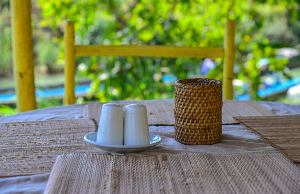 istock Wooden chairs and tables at rural restaurant 1498586113