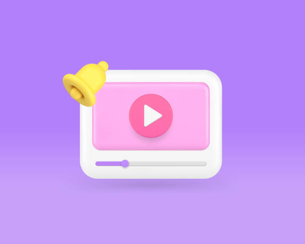istock Multimedia content video player new blog vlog subscription ring bell alert 3d icon realistic vector 1498591462