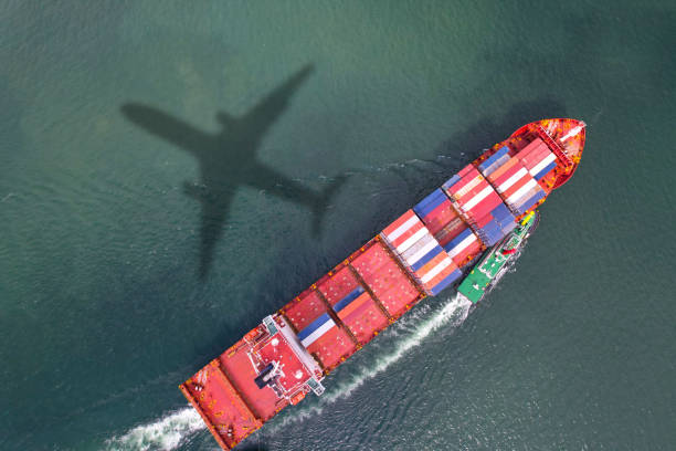 istock Transportation of cargo planes and container ships Global import and export industrial logistics business and transportation concept white background 1498592736