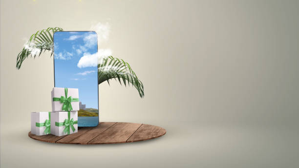 istock Mobile phone screen with a view of the mosque 1498593765
