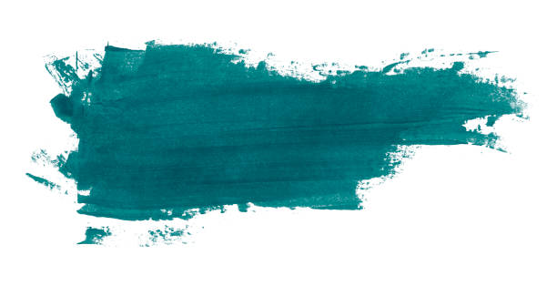 istock Green paintbrush isolated on white background. Deep lake color. 1498593870