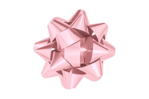 pink gift bow ribbon isolated on white background