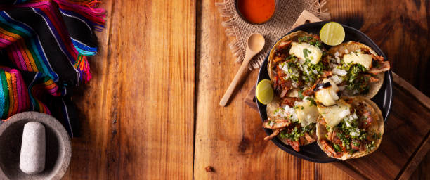 Al Pastor Tacos Panoramic Topview