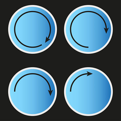 Circular arrows, and full circles. Blue arrow signs. Vector illustration. stock image. EPS 10.