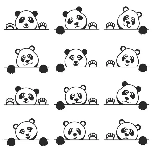 Vector illustration of Panda vector set