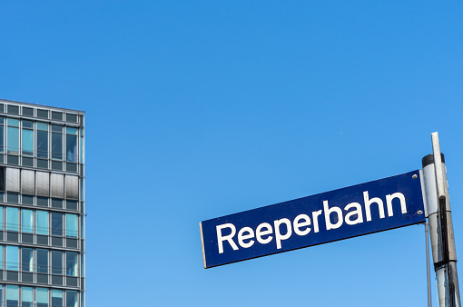 Famous Road sign of Reeperbahn in Hamburg city