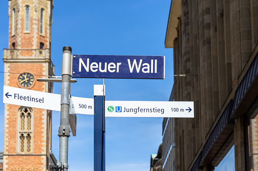 Street name sign of famous Hamburg Neuer Wall