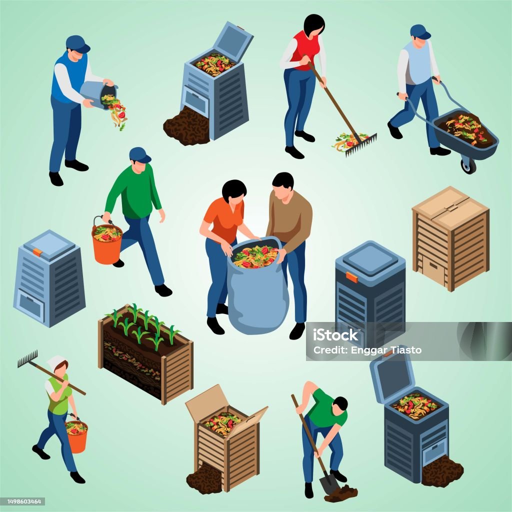 Compost Vector People Isometric Set People Making Using Compost 3d Isolated Vector ...