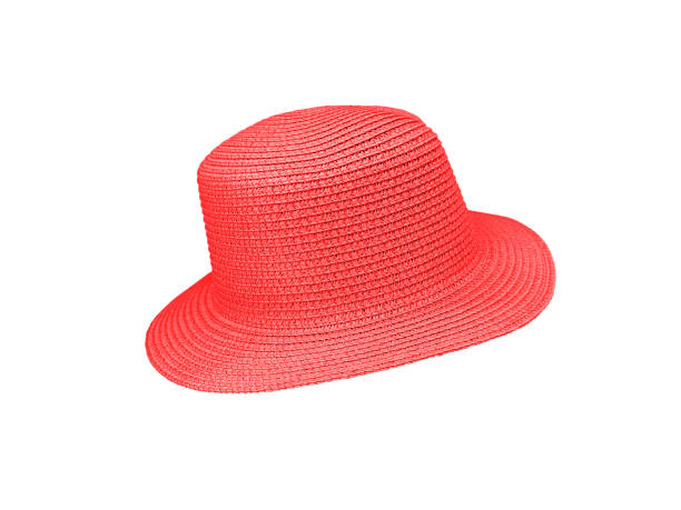 istock Red vintage straw hat isolated on white background 1498604228