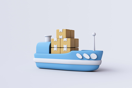 Three Dimensional, Commercial Dock, Sea, Freight Transportation, Delivery Van