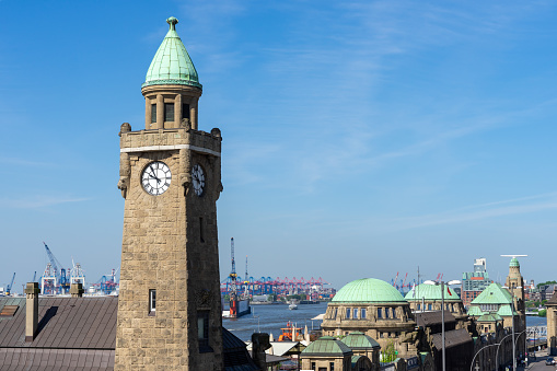 High angle view of Hamburg harbor building