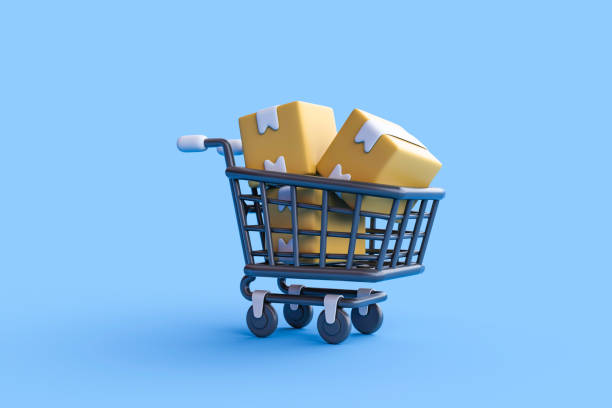 istock 3D rendering of Cardboard Boxes in Supermarket Trolley. 1498609865