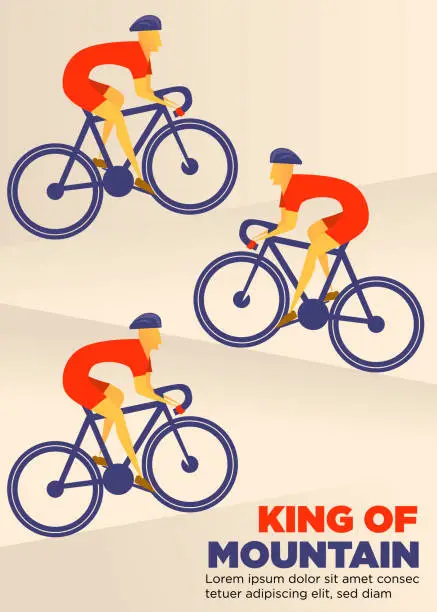 Vector illustration of king of mountain cycling poster. cyclist ride climb te mountain. cycling event poster. abstract style vector illustration