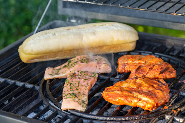 Chicken on barbecue grill