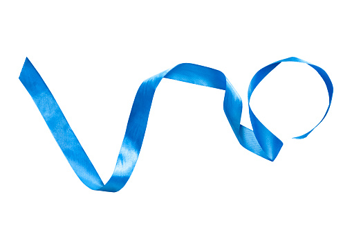 Blue satin ribbon isolated on white background