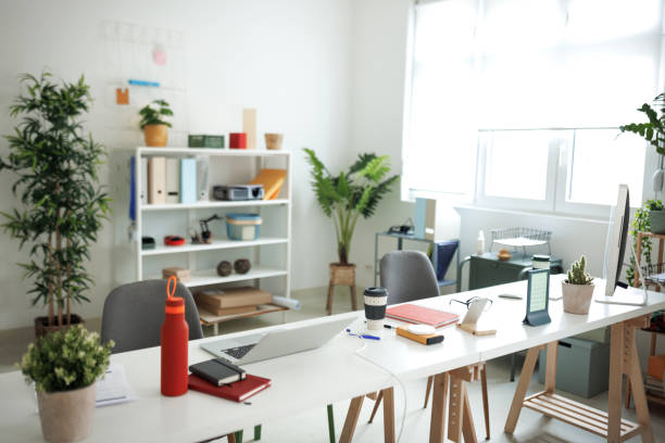 istock Small co working space with no people 1498624188