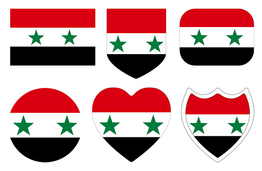 Syria flag in design shape set. Flag of Syria in design shape set.