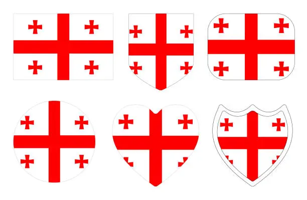 Vector illustration of Flag of Georgia in design shape set. Georgia flag in design shape set.