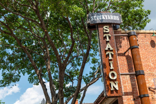 Fort Worth, Texas, USA. 31 May 2023. Fort Worth Stockyards Station Sign