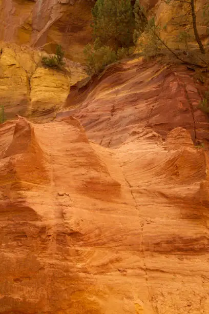 Photo of Ocher cliffs near Roussillon, Vaucluse department, Provence-Alpes-Côte d'Azur region, France, Europe