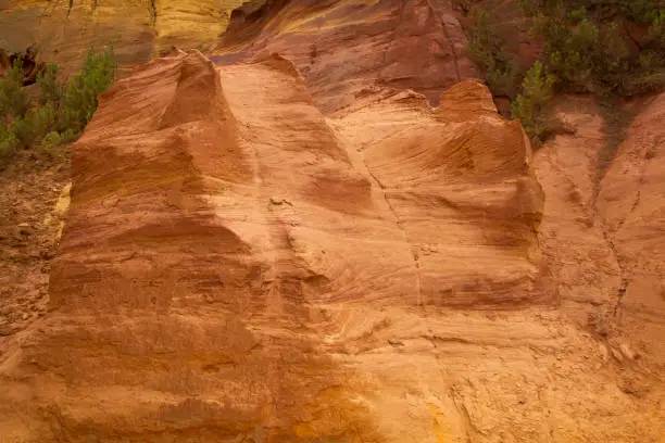 Photo of Ocher cliffs near Roussillon, Vaucluse department, Provence-Alpes-Côte d'Azur region, France, Europe