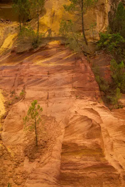 Photo of Ocher cliffs near Roussillon, Vaucluse department, Provence-Alpes-Côte d'Azur region, France, Europe