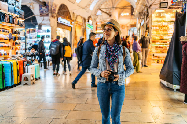 istock Young Woman Walking Through Grand Bazaar In Istanbul 1498628745