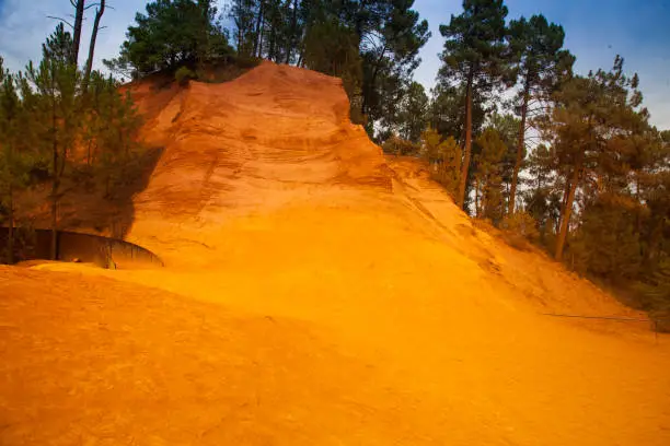 Photo of Ocher cliffs near Roussillon, Vaucluse department, Provence-Alpes-Côte d'Azur region, France, Europe