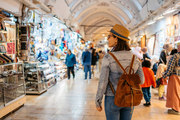 istock Young Woman Walking Through Grand Bazaar In Istanbul 1498628807