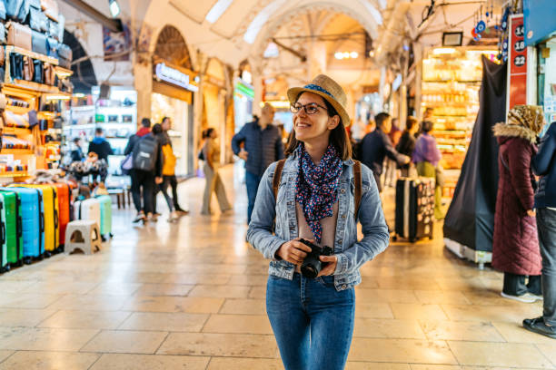 istock Young Woman Walking Through Grand Bazaar In Istanbul 1498628844