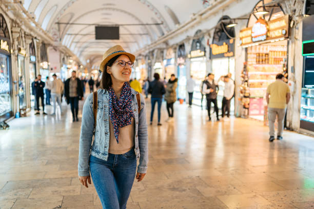 istock Young Woman Walking Through Grand Bazaar In Istanbul 1498629413