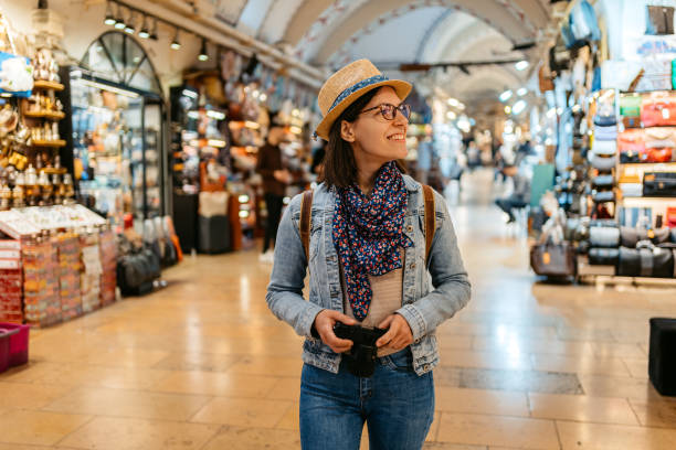 istock Young Woman Walking Through Grand Bazaar In Istanbul 1498630108