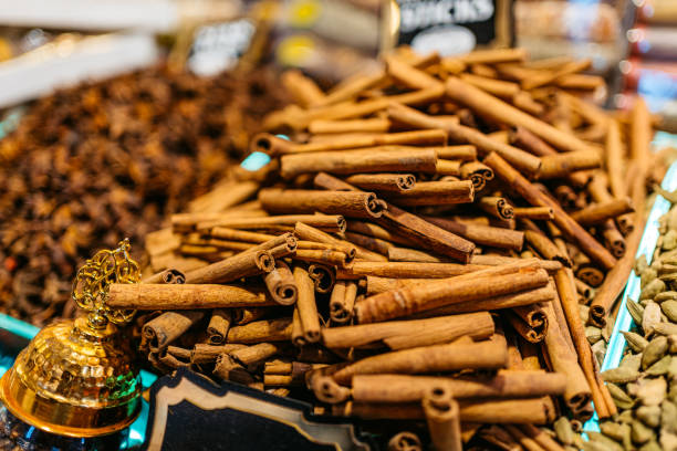 Cinnamon sticks at the Grand Bazaar In Kapali Carsi in Istanbul, Turkey.