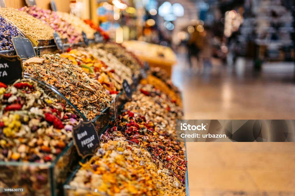 Tea Mixtures At The Grand Bazaar In Istanbul Tea mixtures at the Grand Bazaar In Kapali Carsi in Istanbul, Turkey. Istanbul Stock Photo