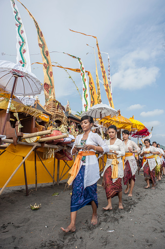 Yogyakarta, Indonesia March 28, 2014. Hindus participate in the Melasti religious ceremony held at Parangkusumo Beach, Bantul, Yogyakarta.