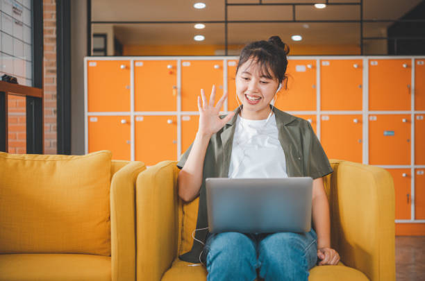 istock Teenage Asian  are communicating through video conferencing for online learning. In a video conference call via apps. new normal concept 1498633497