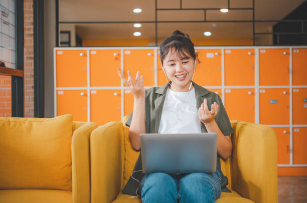 istock Teenage Asian  are communicating through video conferencing for online learning. In a video conference call via apps. new normal concept 1498633565
