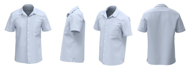 istock Blue Man Shirt Short Sleeve. Isolated Button-down shirt 1498633836
