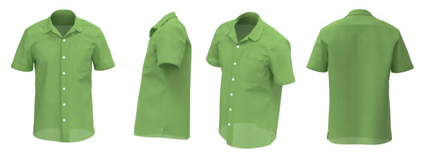 istock Green Man Shirt Short Sleeve. Isolated Button-down shirt 1498633856