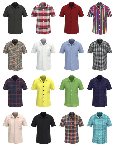 istock Man Shirt Short Sleeve. Isolated Button-down shirt 1498633866