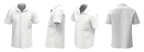 istock White Man Shirt Short Sleeve. Isolated Button-down shirt 1498633942