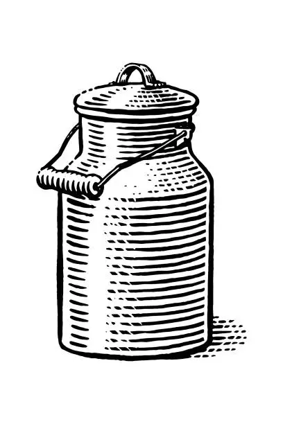 Vector illustration of Vector drawing of an old milk canister