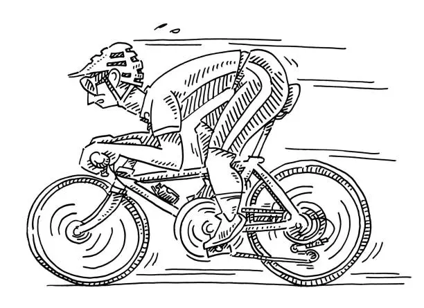 Vector illustration of Racing Bike Cyclist Drawing