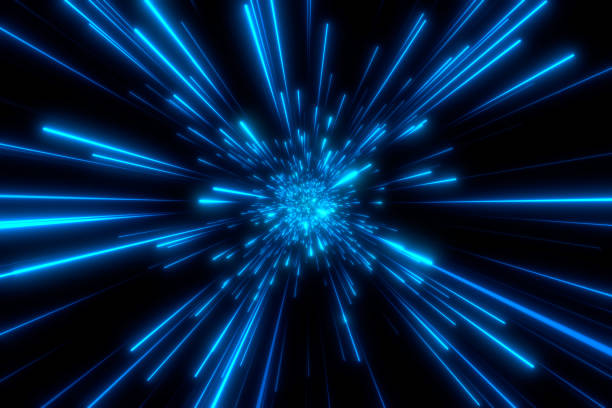 istock Speed of light in space on dark background. 1498640534