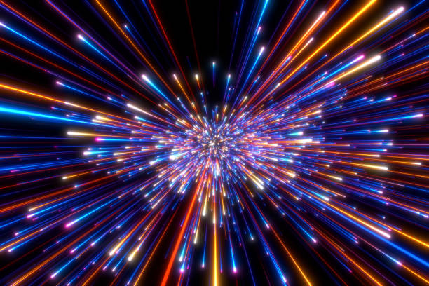 istock Speed of light in space on dark background. 1498640537