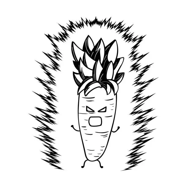 Vector illustration of Hand drawn vector illustration funny carrot cosplay dragon ball z kakarot Mascot Character children cartoon clipart